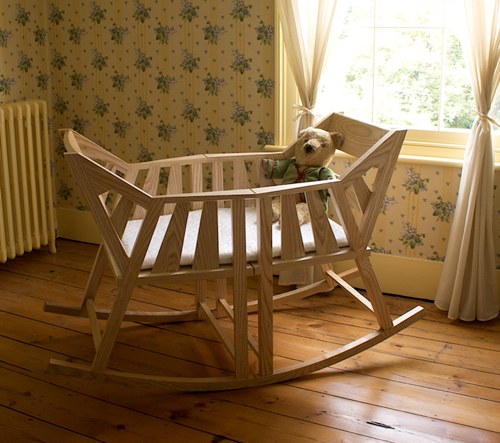 wooden rocking baby cradle